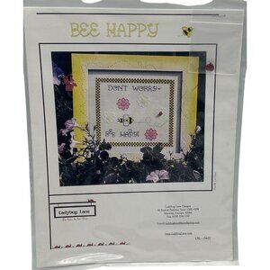 Cross Stitch "Bee Happy" Pattern Ladybug Lane Designs Needlepoint with Bead VTG